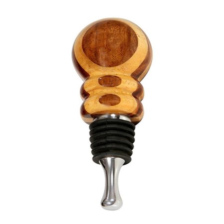 VINOSTRUMENTI Teakwood Round Top Stainless Steel Wine Bottle Stopper VSWSM7